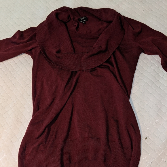 Talbot's maroon boat neck sweater with a drapey cowl - Picture 5 of 5